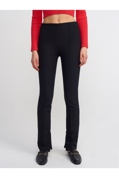71244 High Waist Pants with Decorative Stitching - Black - 13