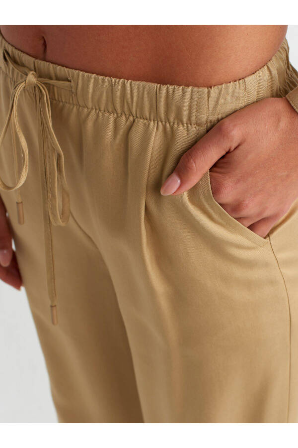 71268 Wide Leg Drawstring Special Cut Pants - Camel - 11