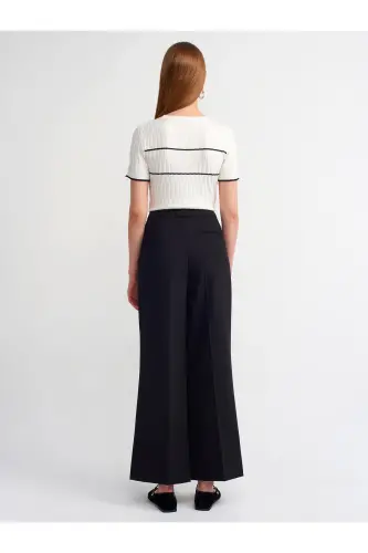 71276 Pleated Smart Trousers-Black-Black - 2