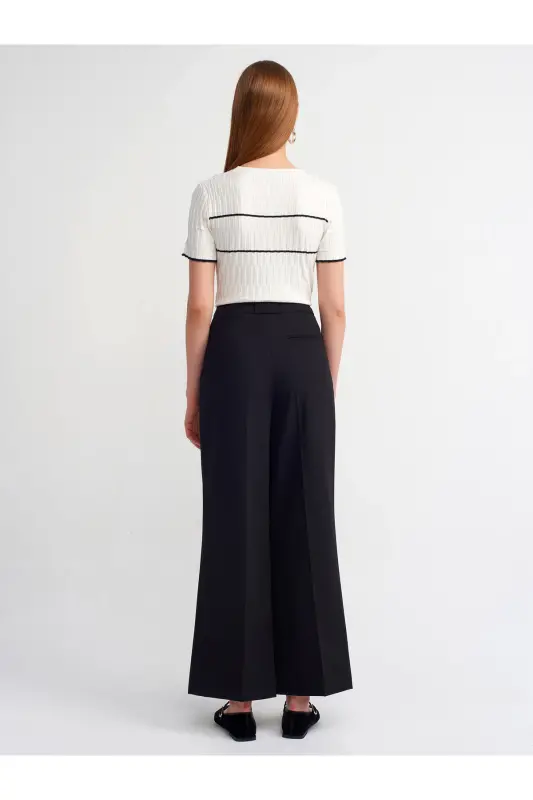71276 Pleated Smart Trousers-Black-Black - 2