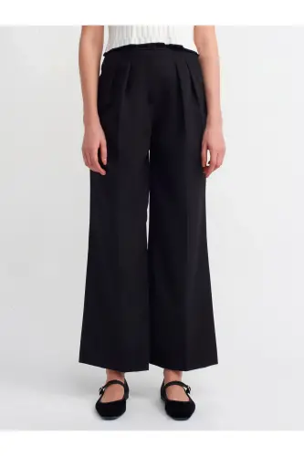 71276 Pleated Smart Trousers-Black-Black - 3