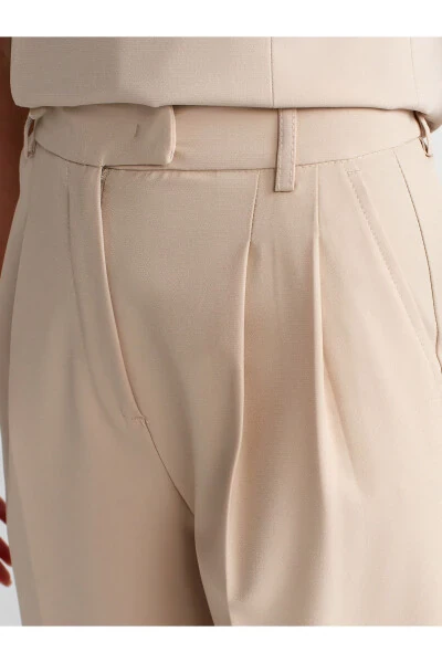 71282 Wide Leg Flowy Trousers with Belt Bridge - Stone - 4