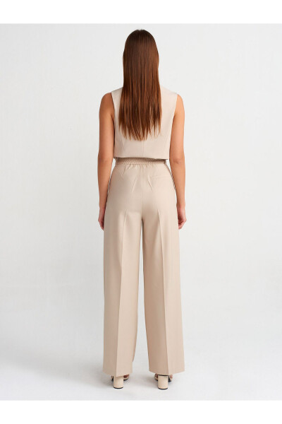 71282 Wide Leg Flowy Trousers with Belt Bridge - Stone - 11