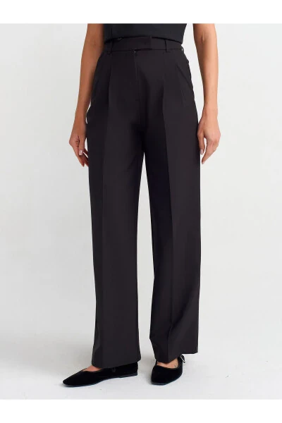 71282 Wide Leg Flowy Trousers with Belt Loops - Black - 15