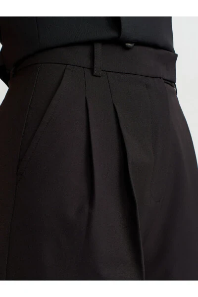 71282 Wide Leg Flowy Trousers with Belt Loops - Black - 4