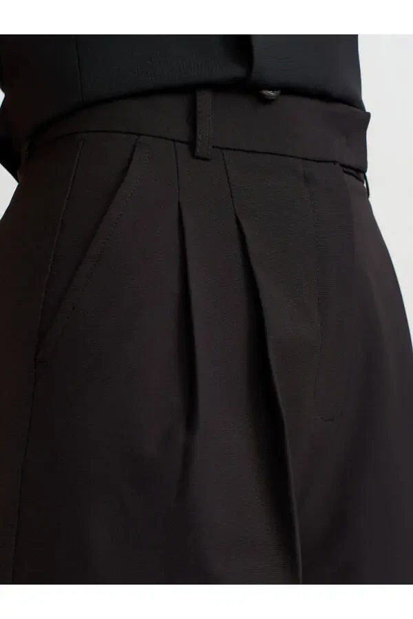 71282 Wide Leg Flowy Trousers with Belt Loops - Black - 4