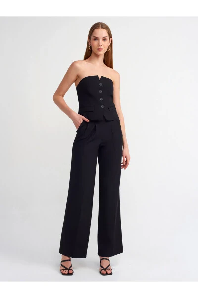 71283 Adjustable Waist Stylish Pants - Black - Dilvin