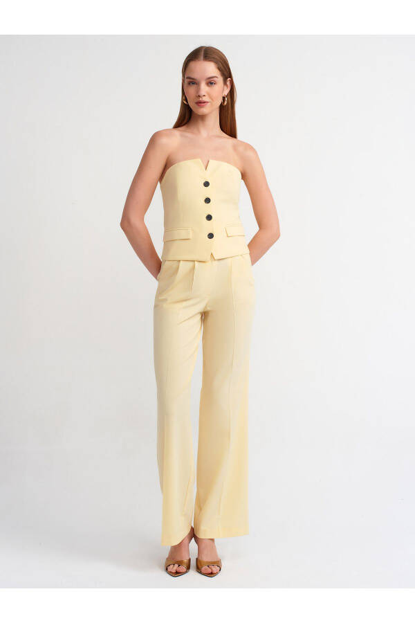 71283 Adjustable Waist Stylish Pants - Yellow - 5
