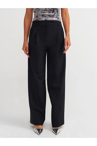 71308 High Waist Pleated Pants - Black - 7