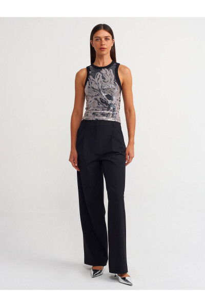 71308 High Waist Pleated Pants - Black - 9