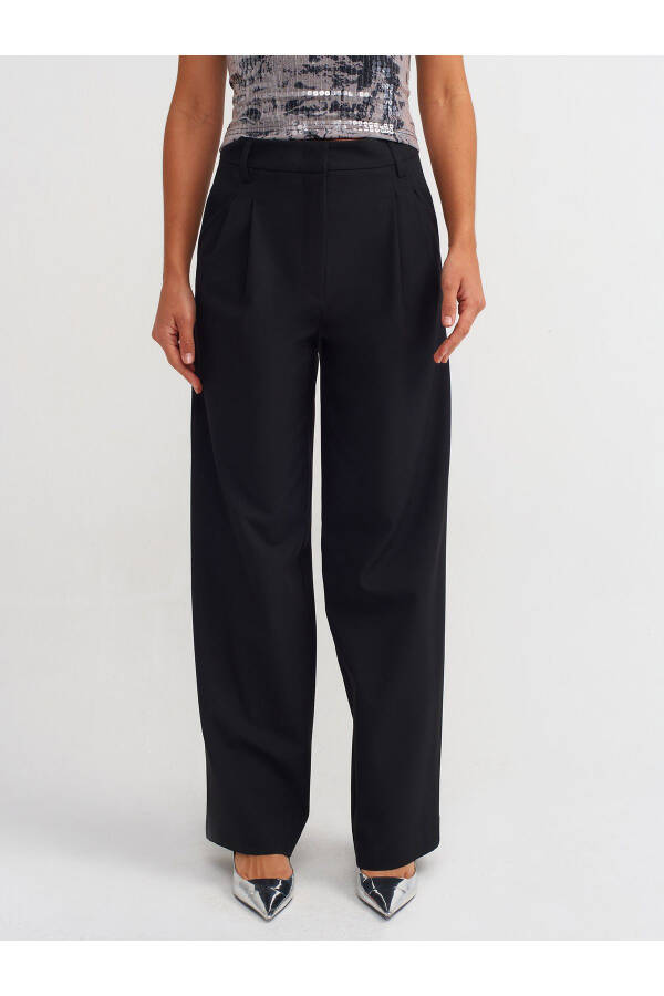 71308 High Waist Pleated Pants - Black - 12