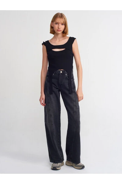 71378 Джинсовые карго-брюки с передней панелью-черный - 13