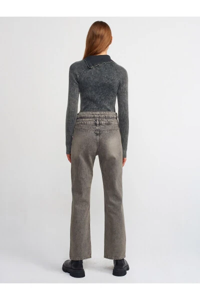 71407 Double Belt Straight Denim Pants-Anthracite - 6