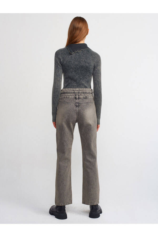 71407 Double Belt Straight Denim Pants-Anthracite - 9