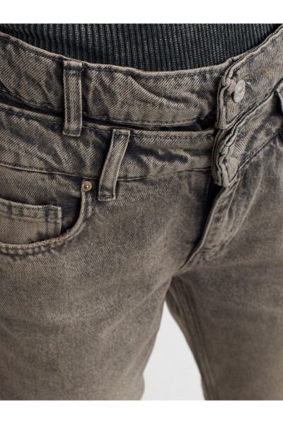 71407 Double Belt Straight Denim Pants-Anthracite - 8