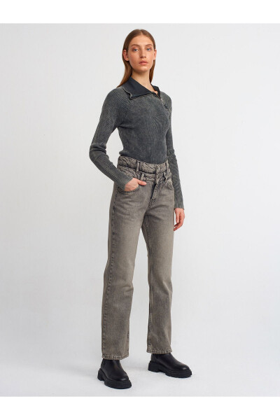 71407 Double Belt Straight Denim Pants-Anthracite - DILVIN
