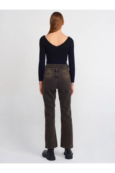 71407 Double Belt Straight Denim Pants - Black - 9