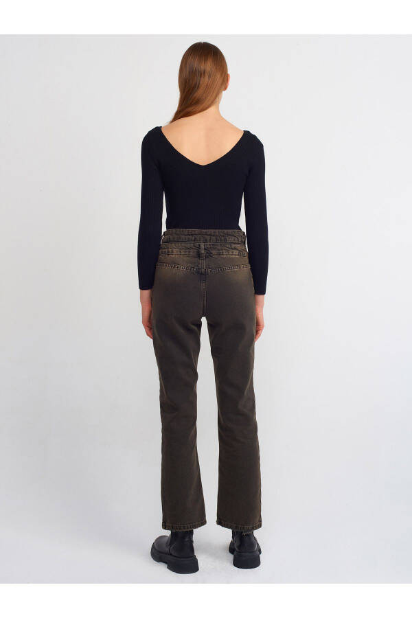 71407 Double Belt Straight Denim Pants - Black - 6