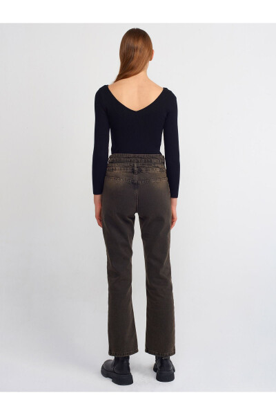 71407 Double Belt Straight Denim Pants - Black - DILVIN (1)
