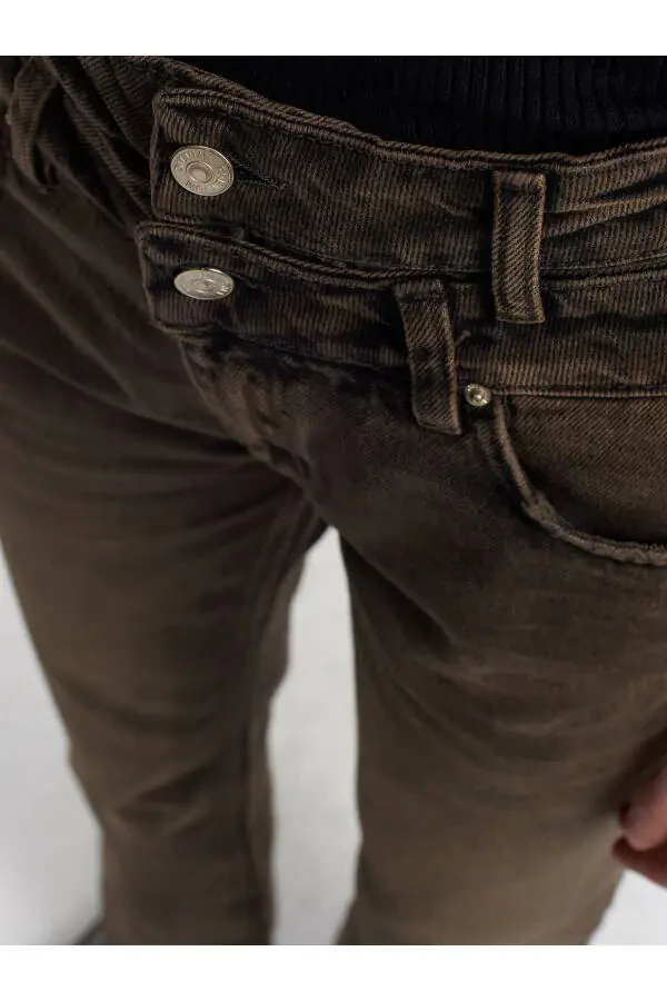 71407 Ikki kamarali to'g'ri denim shimlar - Qora - 3