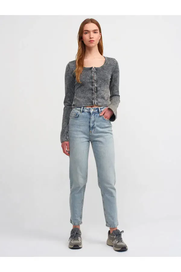 71419 Likralı Mom Denim Pantolon-tint - 9