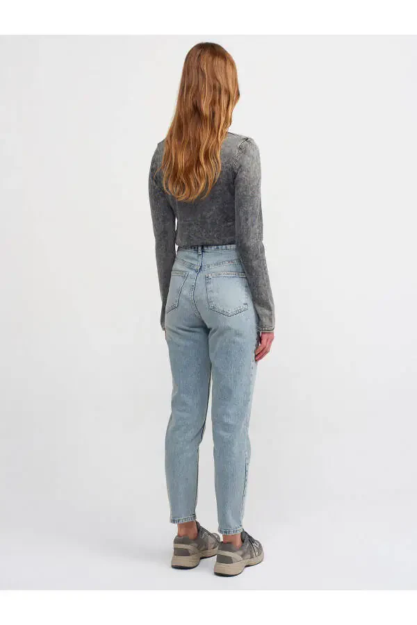 71419 Likralı Mom Denim Pantolon-tint - 10
