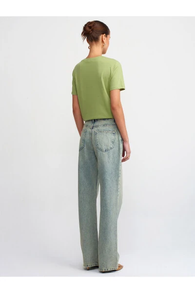 71425 Snow Wash Low Rise Wideleg Denim Pants-Tint - 6