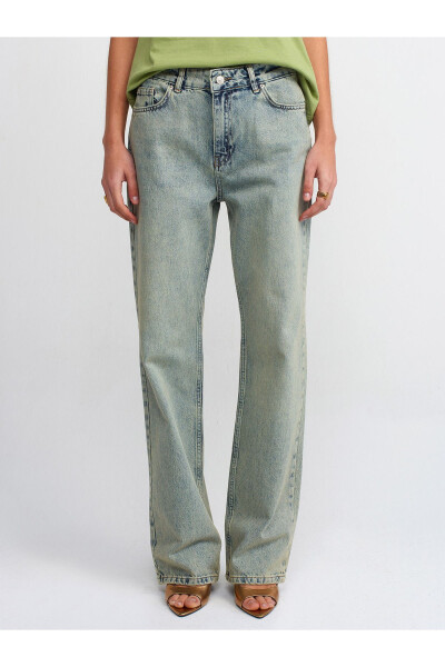 71425 Snow Wash Low Rise Wideleg Denim Pants-Tint - 15