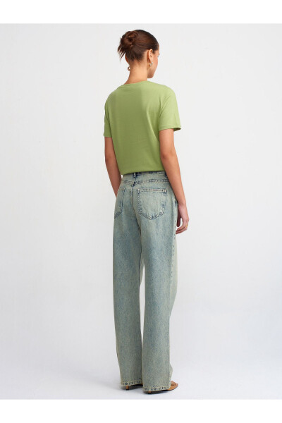 71425 Snow Wash Low Rise Wideleg Denim Pants-Tint - 10