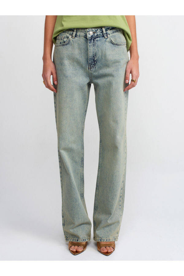 71425 Snow Wash Low Rise Wideleg Denim Pants-Tint - 12