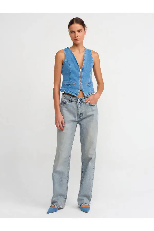 71426 Low Rise Snow Wash Denim Pants-Tint - 1