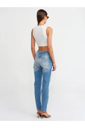 71440 Low Waist Comfort Lycra Denim Pants-blue-Blue - DILVIN (1)