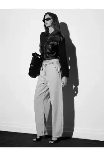 71450 Джинсы-скейт из серого денима с эффектом снега - Серый - 1