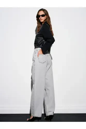 71450 Qor Yuvishli Kulrang Skater Denim Shimini - Kulrang - 2