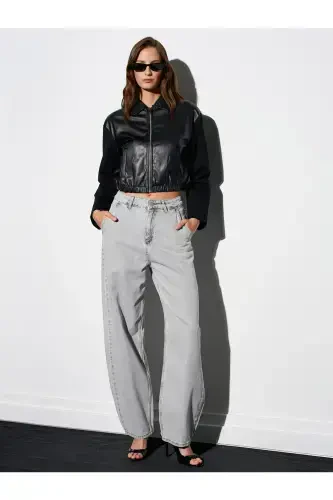 71450 Qor Yuvishli Kulrang Skater Denim Shimini - Kulrang - 3