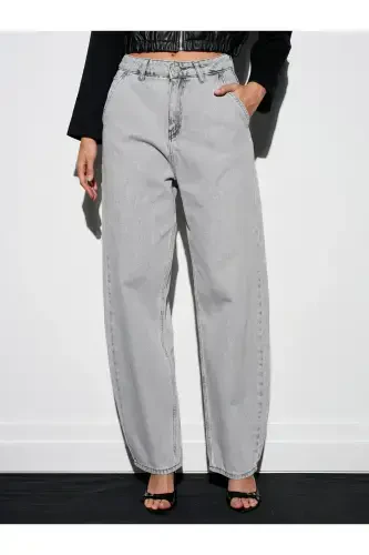 71450 Qor Yuvishli Kulrang Skater Denim Shimini - Kulrang - 5