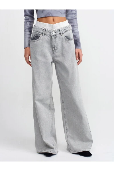 71451 Boxer Detaylı Gri Denim Pantolon-Gri - 3