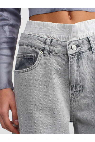 71451 Boxer Detaylı Gri Denim Pantolon-Gri - 4