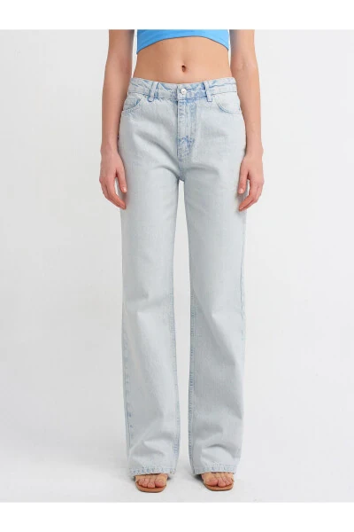 71455 Wrinkled Fabric Low Waist Denim Pants - Blue - 4