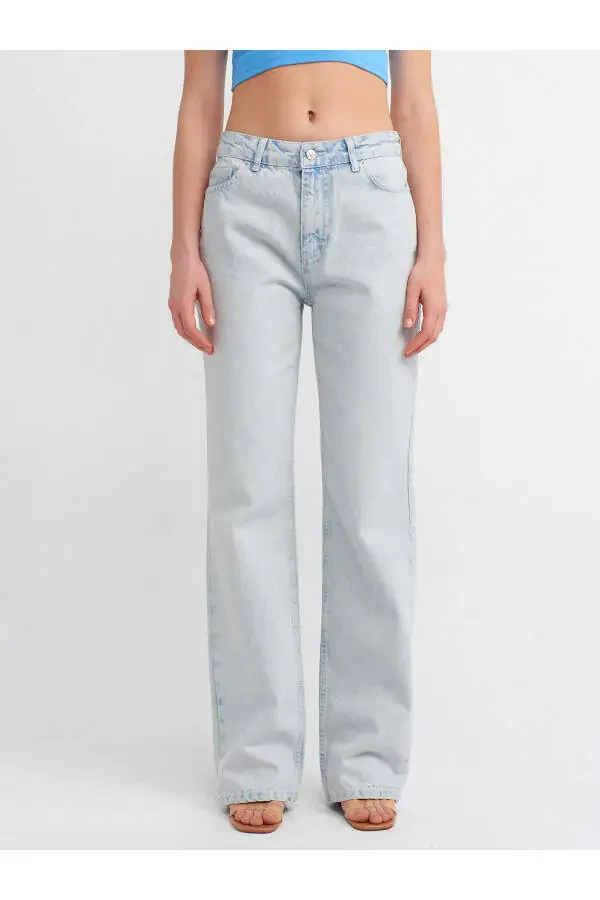 71455 Wrinkled Fabric Low Waist Denim Pants - Blue - 4