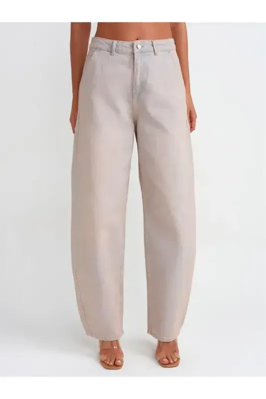 71457 Pink Tinted Side Pocket Denim Trousers - Pink - 2