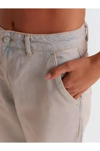 71457 Pink Tinted Side Pocket Denim Trousers - Pink - 4