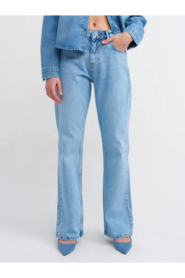 71463 Low Waist Flare Denim Pants - Blue - 3