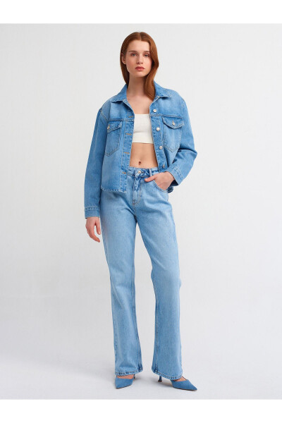 71463 Low Waist Flare Denim Pants - Blue - 5