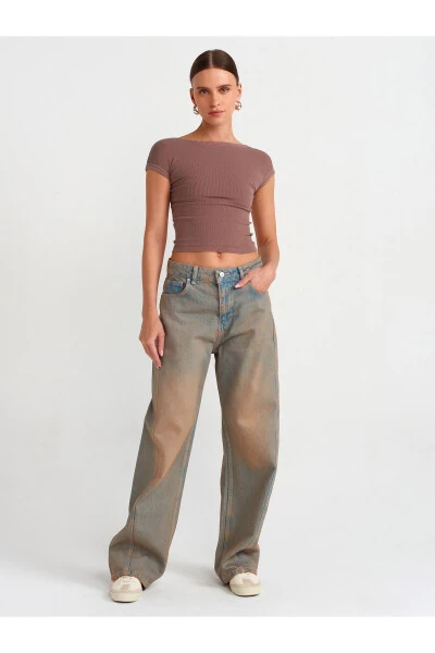 71464 Front Panel Baggy Denim Pants-Tint - DILVIN