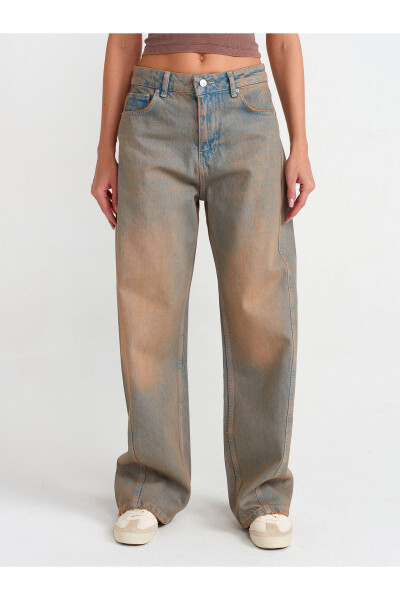 71464 Front Panel Baggy Denim Pants-Tint - 15