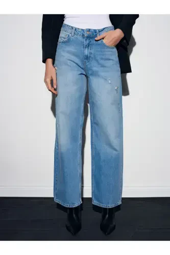 71472 Pocket Watch Cut Straight Denim Pants - Blue - 5