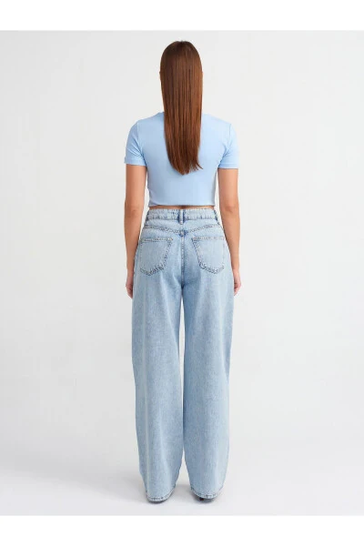 71486 Burmali Qor Yuvish Denim Shimlari - Ko'k - DILVIN (1)