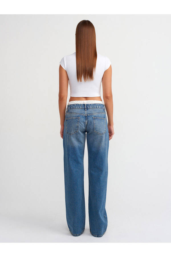 71494 Satin Boxer Detail Denim Pants - Blue - 14