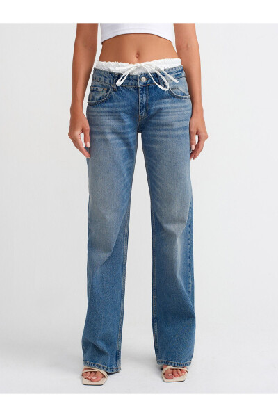 71494 Satin Boxer Detail Denim Pants - Blue - 15